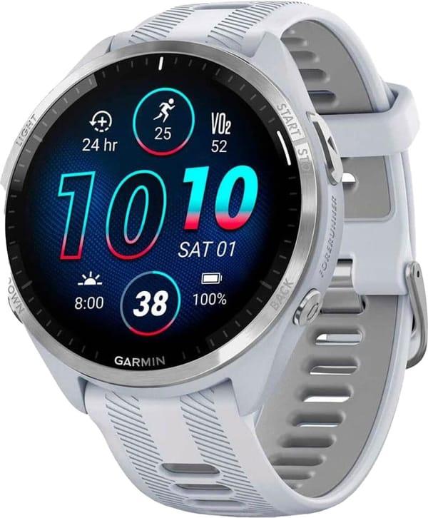 Смарт-годинник Garmin Forerunner 965 Titanium Bezel w. Whiteston Case and Whiteston/Powder Gray S. Band (010-02809-01/11/8) фото 1