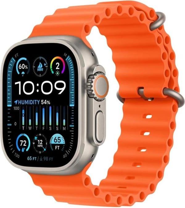 Смарт-годинники Apple Watch Ultra 2 GPS + Cellular 49mm Titanium Case with Orange Ocean Band (MREH3) фото 1